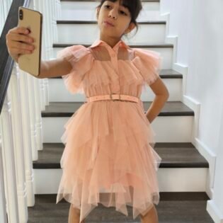 Rochie din Tulle Roz pentru Fete 2-5 Ani
